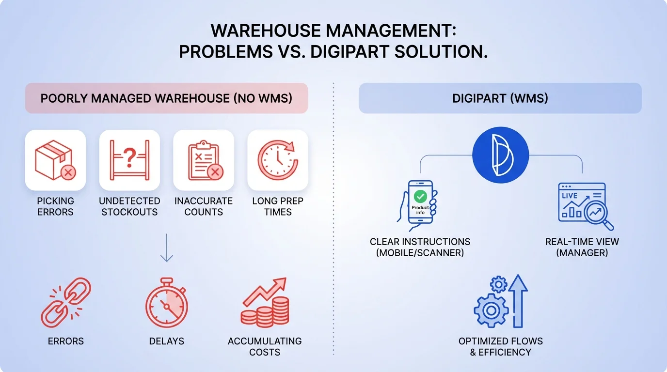 Un entrepôt mal piloté, c'est des erreurs, des retards et des coûts qui s'accumulent.